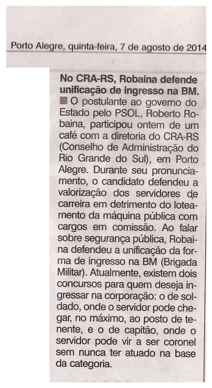 CRA Recebe Especial: Candidato Robaina